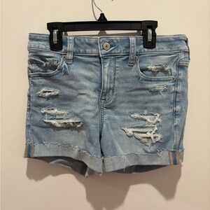 American Eagle Outfitters Light Wash Distressed Jean Shorts